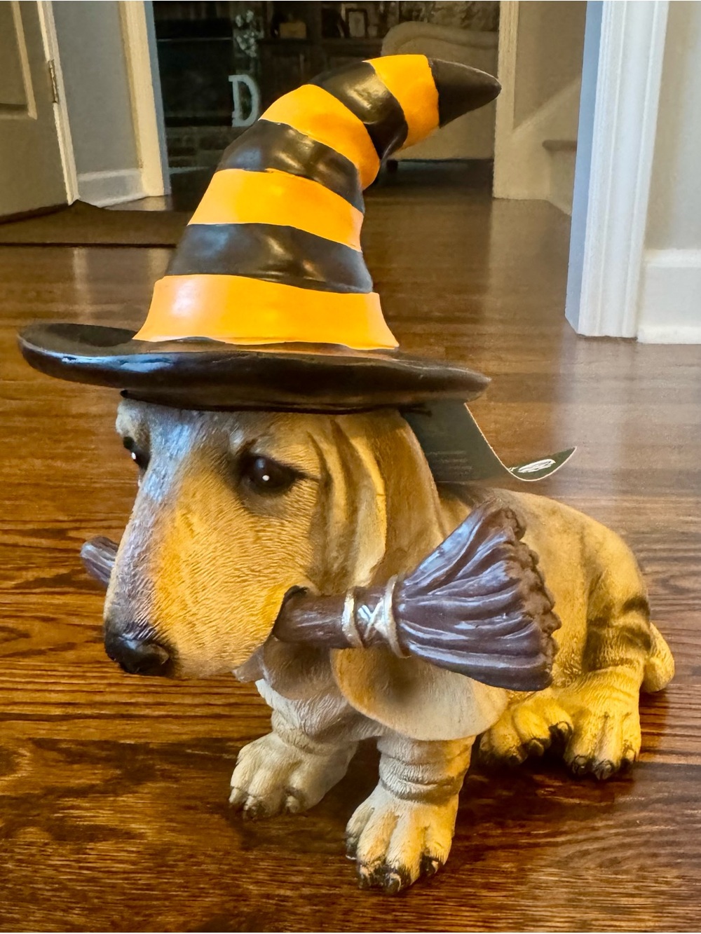 Halloween Witch Hound Dog Statue Figurine